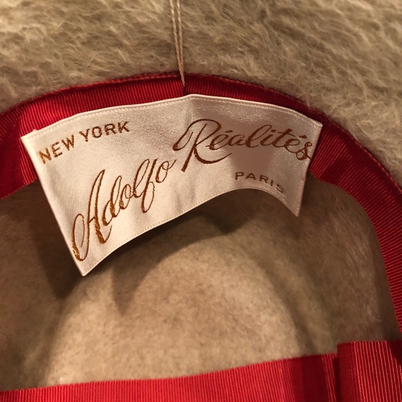 True vintage feather brim fedora hat by Adolfo Realites Paris BNWT!! - Picture 7 of 8